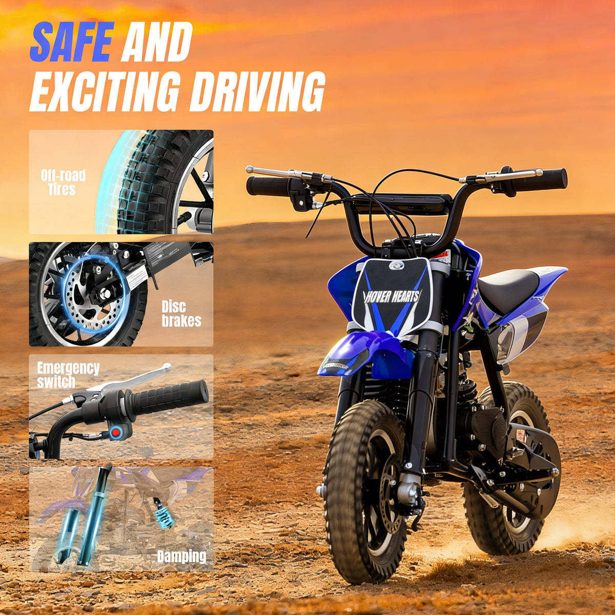 4-Stroke Gas Mini Off-Road Racing Motorcycle, Pocket Motorcycle, Two-Stroke Off-Road Racing Motorcycle, Gasoline-Powered Off-Road Racing Motorcycle, Equipped with Off-Road Tires, Shock Absorbers, Pull Start, Front and Rear Disc Brakes, Top Speed 20 mph-