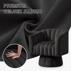 Rotating Decorative Chair, 360° Swivel Barrel Chair, Mid-century Modern Chair, Wide Soft Cushion, Modern Velvet Fabric, Round Armchair, Suitable For Living Room, Lounge, Bedroom, Black, Free Shipping