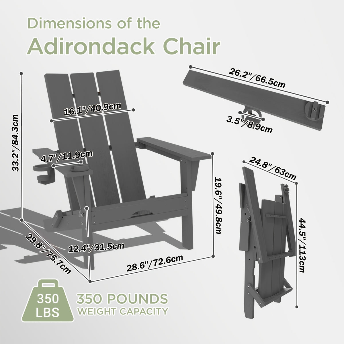 LEASBAR Folding Adirondack Chair Outdoor Fire Pit Chair For Patio Garden Backyard Pool Deck With Phone Holder And Cup Holder, Heavy All-Weather HDPE Comfortable Campfire Chairs Poolside Lawn 1pc, 2pcs, 3pcs(2pcs Chair+1table), 4pcs