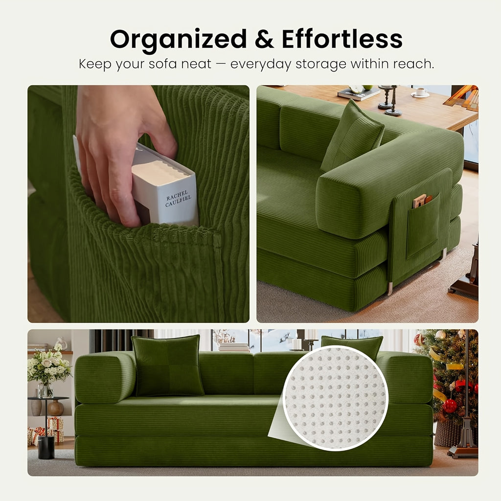 Futon Sets Convertible Floor Sofa Bed With Fixed-Shape Frame, King Size Floor Sleeper 5-in-1 Combination Modular Sofa, Modular Folding Mattress Couch For Living Room Bedroom Playroom
