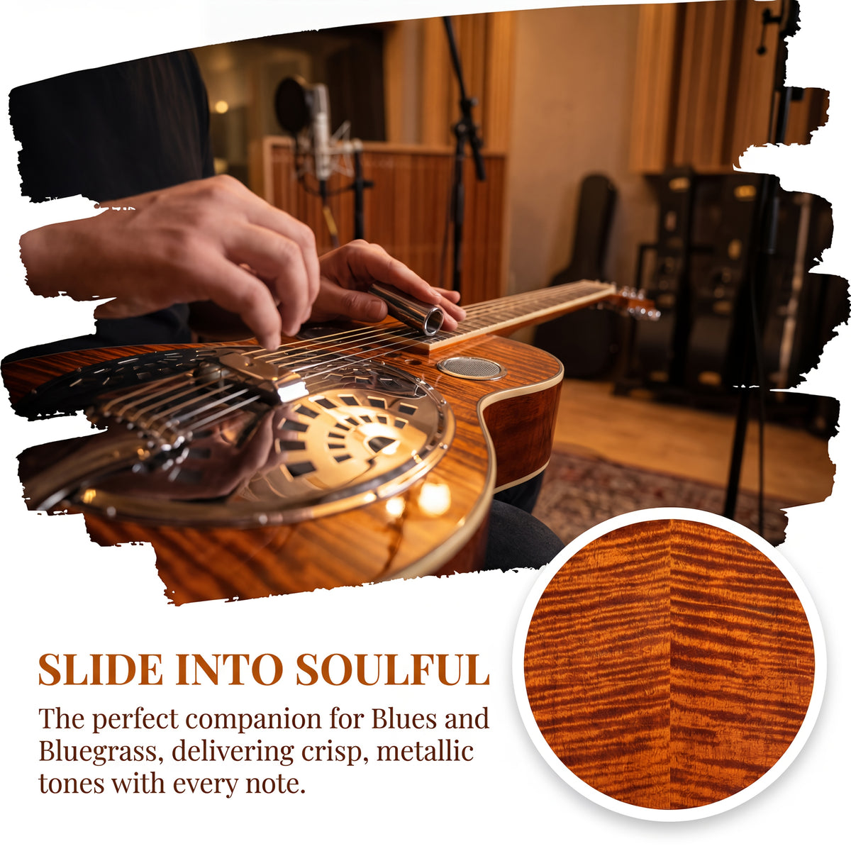 Acoustic Resonator Guitar Full Size 40 Inch Steel String, Beginner Acoustic Guitar Kit With Strap Capo Picks Wrench, Country Bluegrass Folk Blues Slide Fingerpicking Right Handed, Spruce Top Amber Orange Holiday Birthday Gift Musical Instrument