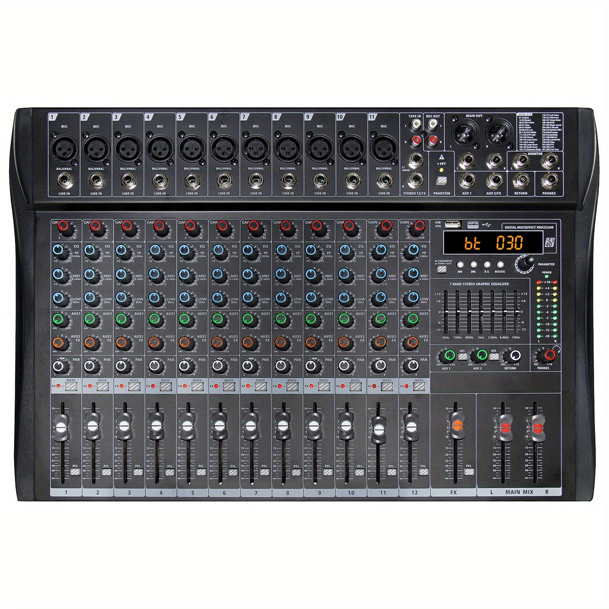 [Live Concert, Wedding DJ] Pro Audio Rack 8/ 12/ 16-Channel Mixing Console: Smartphone Wireless Control Via App, Studio-Grade 48V Phantom Power, 256 Multi-Fx with Parametric EQ | for Live Concert, Pub Stage, Wedding DJ And Corporate Events