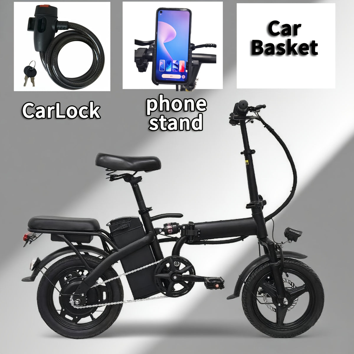 Electric Bike 48V Battery, Brushless Motor, 15-20MPH, Folding Electric Bicycle for Adults, Lightweight Commuter E-Bike with Removable Lithium Battery, Suitable for Urban Commuting, The Best Choice for A Gift, Easy Assemble, Portable Compact Design