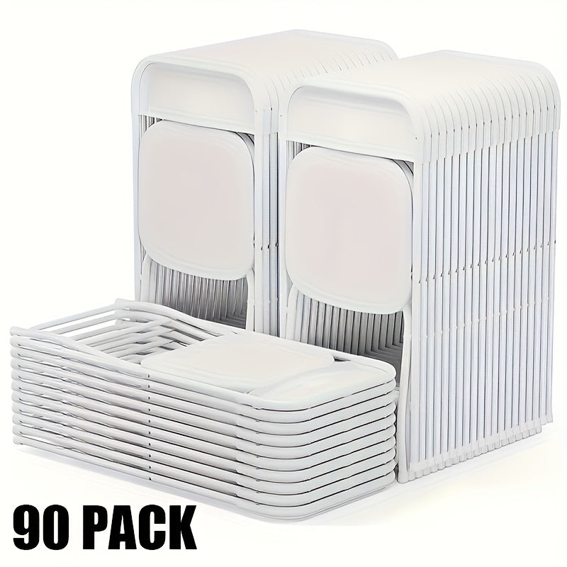 [Weddings And Gardens] 90/60/30/20/10 Pack Office White Plastic Folding Chairs Lightweight Folding Chairs, Indoor/Outdoor Folding Chairs, Portable Event Chairs Office Chairs, Conference Rooms, Weddings, And Gardens