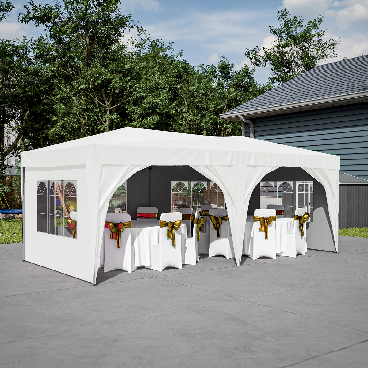 10x20ft Pop Up Canopy with 6 Sidewalls, Setup Canopy Tent with 6 Sandbags, Waterproof Shade 10x20, Outdoor Canopies for Parties Weddings Backyard Waterproof Commercial Instant