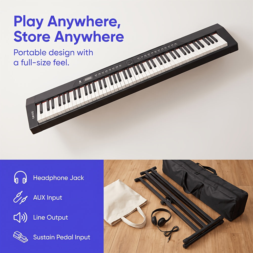 [Digital Piano] GPP-105 88 Key Full Size Semi-Weighted Standard Keyboards Digital Piano with Dual-tube X-Shape Stand