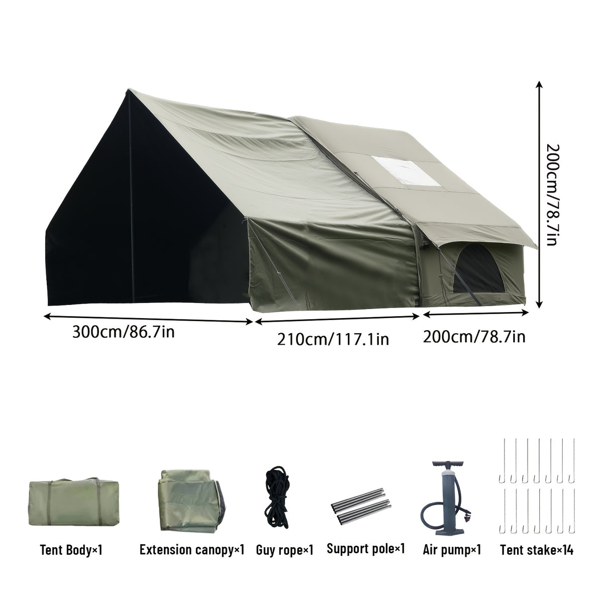 PAKICETUS Inflatable Tailgate Tent, Summer Camper Van Rear Awning with Breathable Mesh Design, Quick Airflow High Quality Inflatable Camping Tent, Universal SUV Hatchback Truck Tailgate Awning, Suitable for Outdoor Off-Road Road Trips and Summer