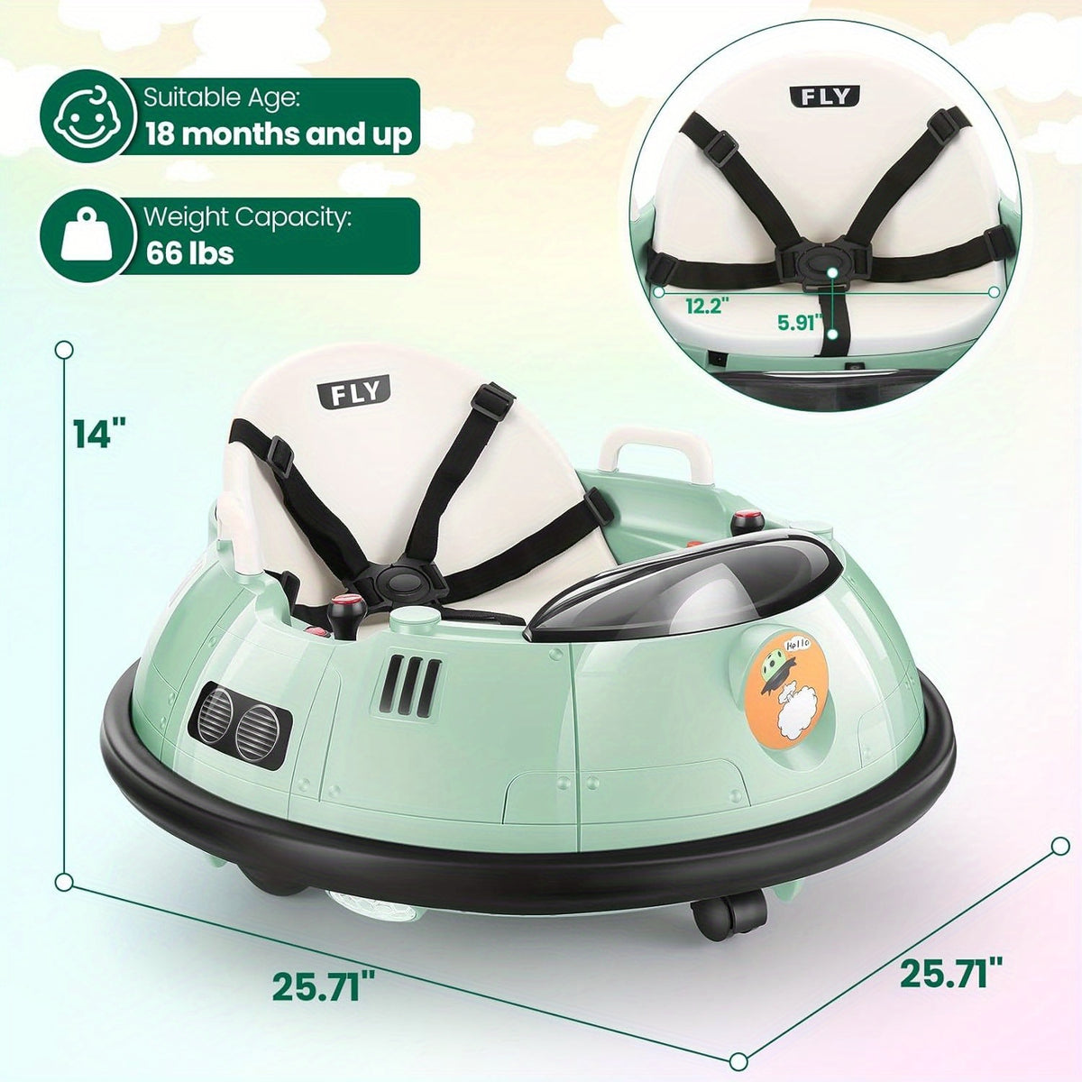 12V Remote-controlled Bumper Car, Electric Bumper Car, 66lb Load-bearing Toy Car, Dual Driving Mode, Flashing LED Lights, 360-degree Rotation, Seat Belts, Birthday And Festival Gifts For Boys And Girls, 4 Colors