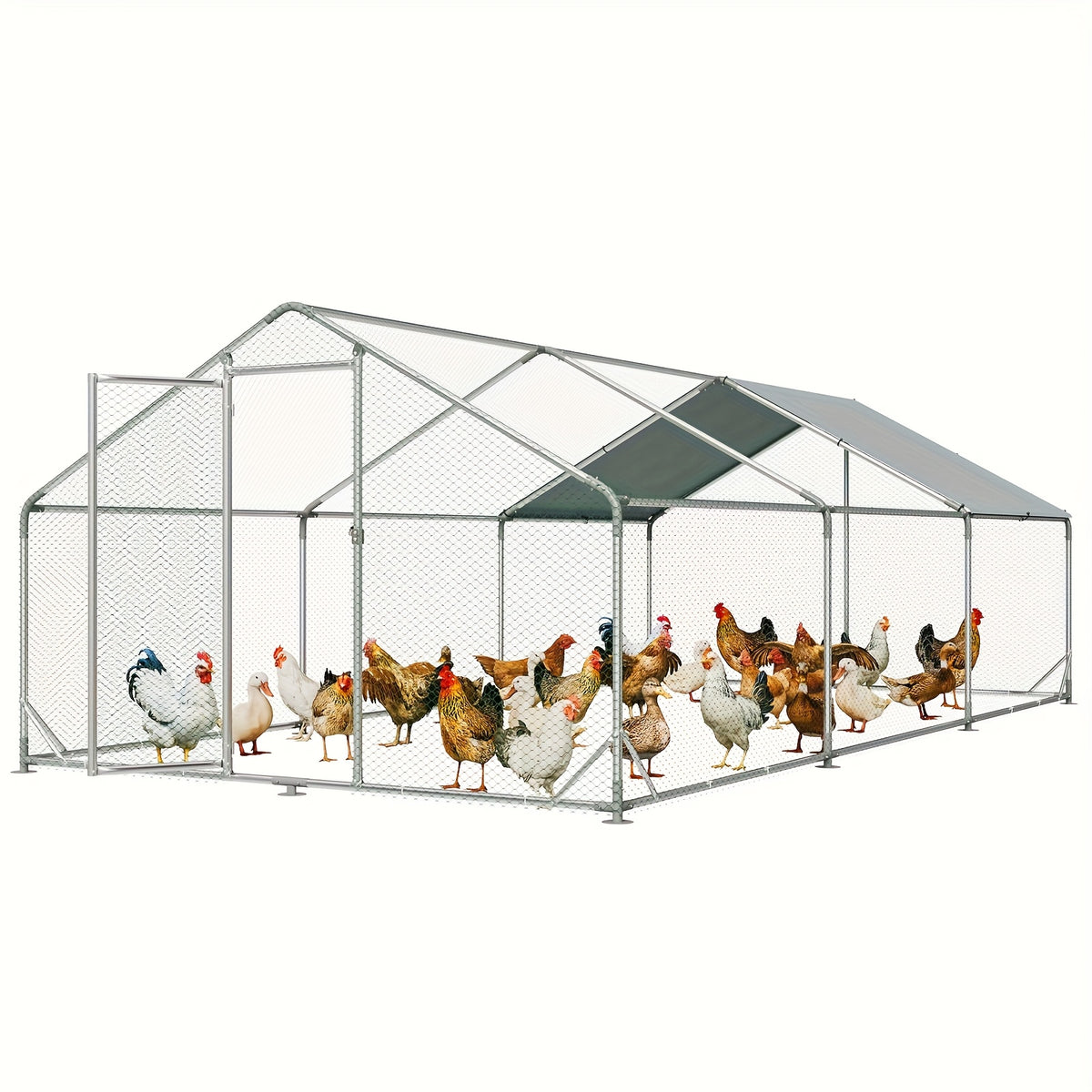 Nordivale Large Metal Chicken Coop with Winter Wrap Cover - 10x6.7x6.4ft/20x10x6.4ft Walk-in Chicken Run for Hens/Ducks/Rabbits, All-Weather Poultry Pen with Lock for Outdoor and Backyard, Farm, Duck Rabbit Cage Poultry Pen