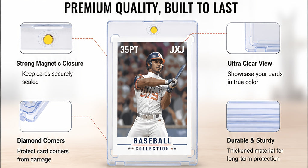 [400ct Magnetic Card Holder] - One Touches for Trading Cards, Hard Plastic Construction, 35pt Thick Card Case Protector for Baseball, And Trading Cards, Perfect Christmas And Halloween Gifts