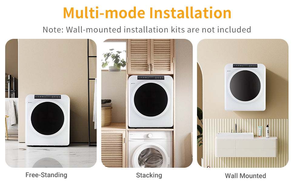 [Portable Laundry Dryer] 13.2LB Portable Clothes Dryer, 3.5 Cu.Ft High-End Front-Load Tumble Laundry Dryer With LCD Touch Screen, Stainless Steel Tub For Apartment, Home, Dorm, Classic White