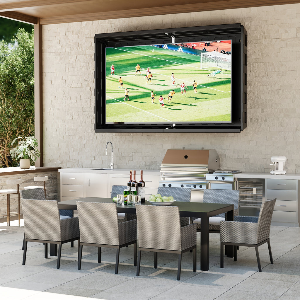 Outdoor TV Enclosure, 55 Inch Outdoor TV Cover Weatherproof, Hard Plastic TV Box with Frosted Panel, Adjustable Wall Mount Bracket for Yard/Swimming Pool (36-55Inch)