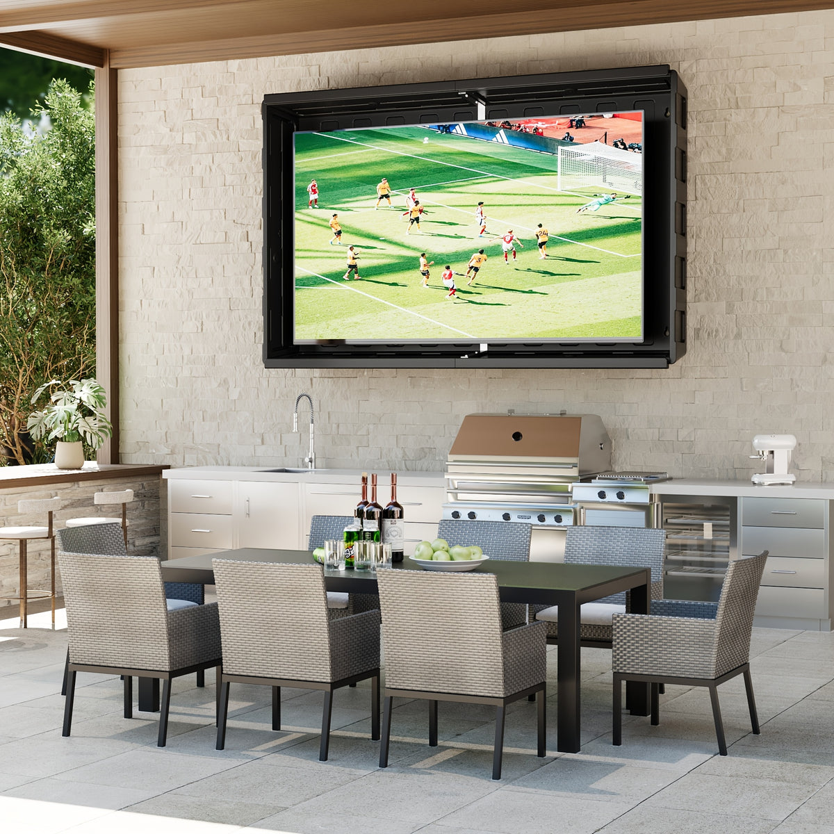 Outdoor TV Enclosure, 55 Inch Outdoor TV Cover Weatherproof, Hard Plastic TV Box with Frosted Panel, Adjustable Wall Mount Bracket for Yard/Swimming Pool (36-55Inch)