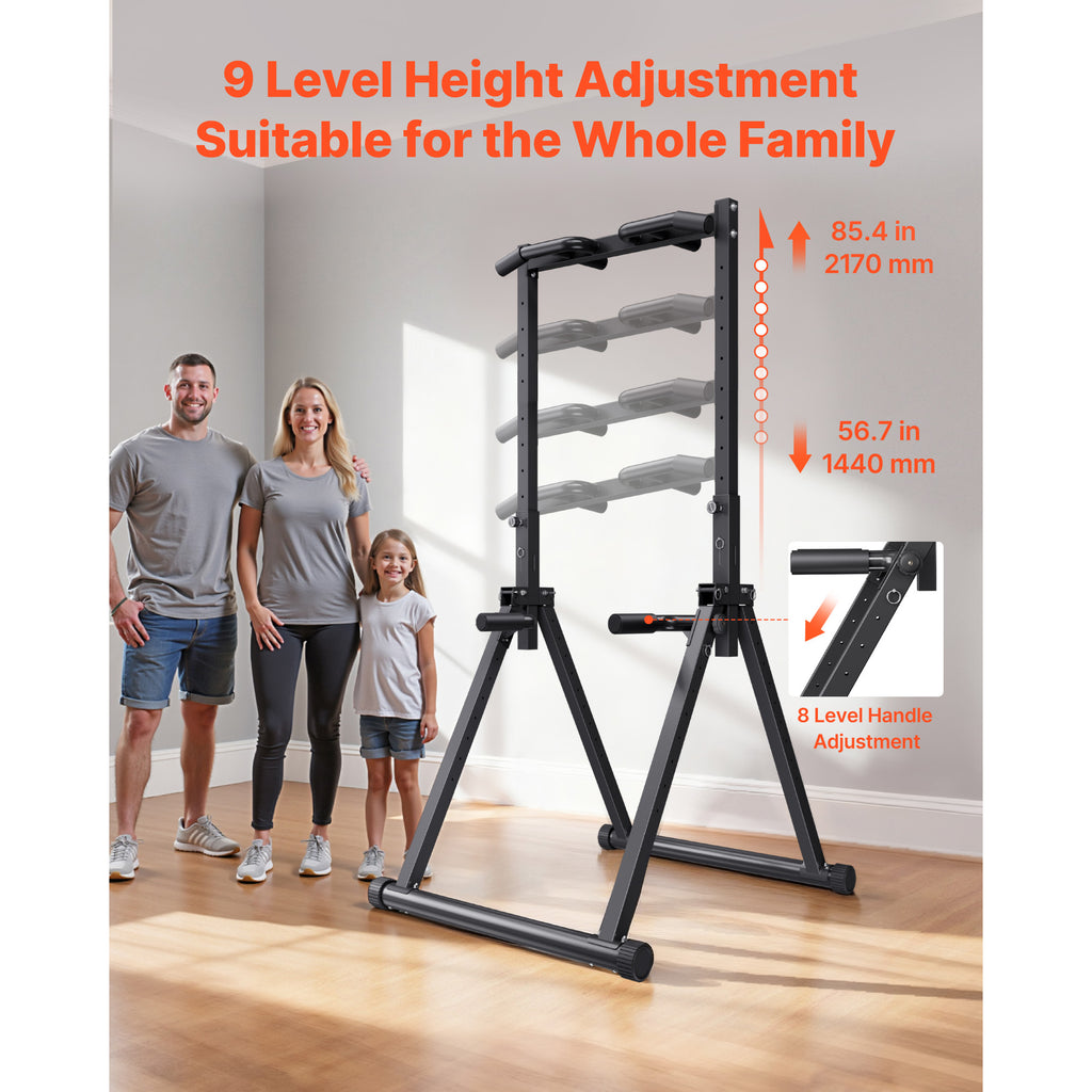 VEVOR Pull Up Bar, 330LBS Capacity Portable Pullup Bar Station, Pullup Bars Free Standing with Triangular Structure & Heavy-Duty Steel Tube, 9 Level Height Adjustment Gravity Fitness for Arms, Back