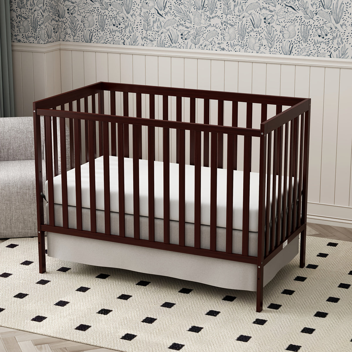 Goldzone Crib 5in 1 Convertible, Wooden Newborn Essentials Convertible to Toddler Bed, Sofa Bed and Full Size Bed, Baby Cribs with 4 Adjustable Bases for Nursery Decor, Baby Stuff Clearance, Item Weight: 37lbs, Maximum Weight Recommendation: 50lbs