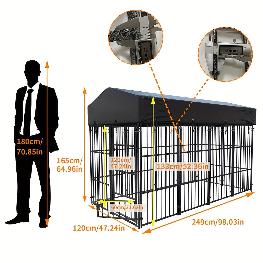 3 Size Metal Dog Kennel Large Outdoor Welded Wire Dog Kennel Pet Playpen Heavy Duty Dog Crate Cage
