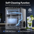 Countertop Nugget Ice Maker, Qunler 44 Lbs/day Stainless Steel Self-Cleaning Chewable Pellet Ice Machine with Independent Water Tank, Ice Scoop & Ice Basket for RV Trips, Camping, Beach Houses, Cabins & Patio Drinks