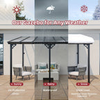 Wall-Mounted Hardtop Gazebo with Polycarbonate Roof — Lean-To Aluminum Patio Cover in Five Size Options