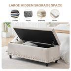 Ottoman With Storage, Storage Bench With Button-Tufted, End Of Bed Storage Bench Safety Hinge With Rivets, Large Storage Ottoman Bench For Bedroom, Living Room, Foot Of Bed