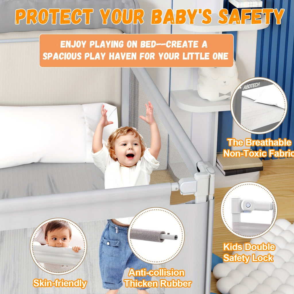 (3 Packs with Bar) Bed Rail Guard for Baby, Safety Bed Rail for Toddlers, Reinforced Large S-Shape, Height Adjustment, Dual Side Lifting, Fit for King Size Bed