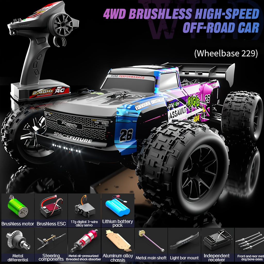 1:10 Scale Brushless RC Car High Speed 4WD Off Road Drift Racing Truck Professional Remote Control Toy for Birthday Easter Gifts