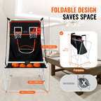 VEVOR Foldable Basketball Arcade Game, 2 Player Indoor Basketball Game, Home Dual Shot Sport with 4 Balls, 8 Game Modes, Electronic Scoreboard, and Inflation Pump, Adults (Black & White)