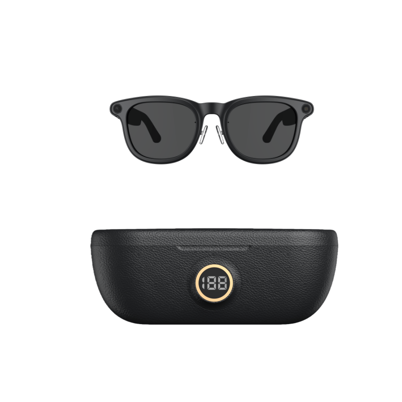 [Valentine's Day Gift] Smart Camera Glasses, 800MP Photochromic Lenses, 160+ Languages Real-time Translation, AI Voice Assistant, First-Ever Temple Battery Indicator, Charging Case with Battery Display, Anti-Shake Shooting, Emergency Charging