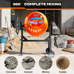 Electric Concrete Mixer with Wheels in 4.3 or 5.3 Cubic Feet for Cement and Mortar Mixing Jobs