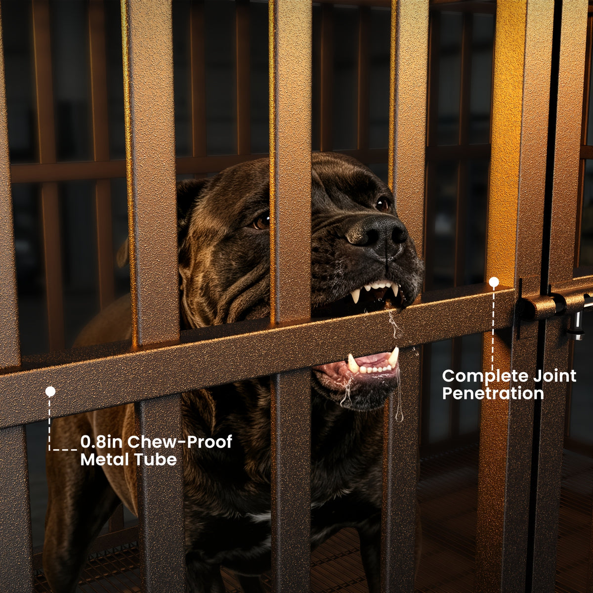[With Wheels] 42 IN/48IN Heavy Duty Dog Crate Metal Dog Cage With Wheels And Escape-Proof Locks Double Doors Top Opening Large Dog Kennel Removable Tray Easy Assembly Chew-Proof For Big Dogs