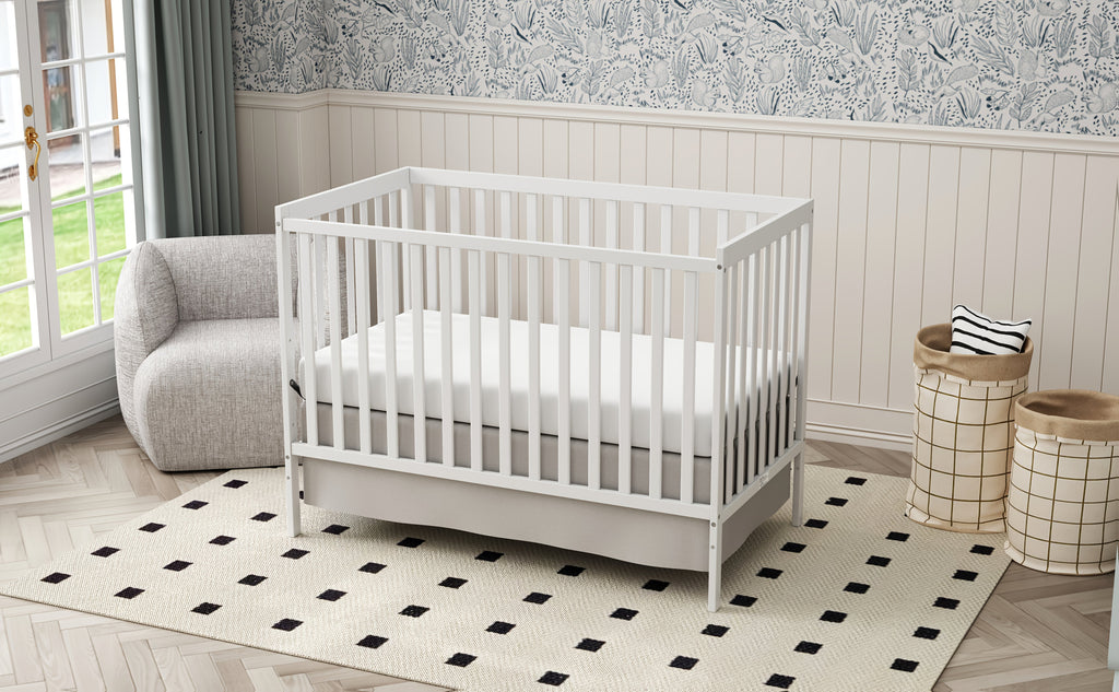 Goldzone Crib 5in 1 Convertible, Wooden Newborn Essentials Convertible to Toddler Bed, Sofa Bed and Full Size Bed, Baby Cribs with 4 Adjustable Bases for Nursery Decor, Baby Stuff Clearance, Item Weight: 37lbs, Maximum Weight Recommendation: 50lbs