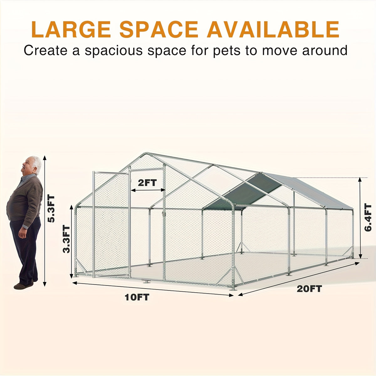 Nordivale Large Metal Chicken Coop with Winter Wrap Cover - 10x6.7x6.4ft/20x10x6.4ft Walk-in Chicken Run for Hens/Ducks/Rabbits, All-Weather Poultry Pen with Lock for Outdoor and Backyard, Farm, Duck Rabbit Cage Poultry Pen