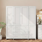 31.5" /47.3"/63" Wardrobe Armoire Closet with Mirror & Hanging Rod, Large Drawers & 2/3/4 Doors