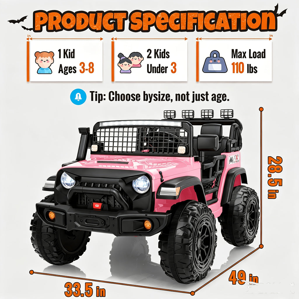 36V 4WD Kids Ride-On UTV Car with Parent Remote Control, 2 Seater, Music, LED Lights, All-Terrain Vehicle for Outdoor Fun, Ideal Gift for Boys & Girls