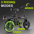 Hisent Folding Electric Scooter, 500W Brushless Motor, Speed 19.9mph, Dual Suspension System, Full Shock Absorption, 48V 10AH-17.5AH Battery(optional), 15-35 Miles Range, 14-inch High-quality Tires, With Double Seats