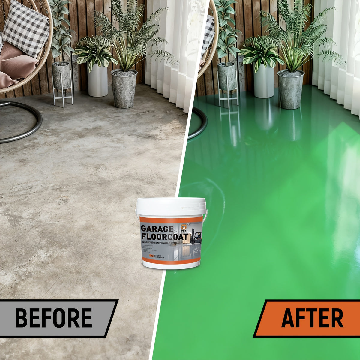 Professional Epoxy Floor Paint Kit (4 Gallon) - Light Blue Acrylic Concrete Coating for Garages & Basements | Single Component Formula | Scratch Resistant & Low VOC | Ready-to-Use