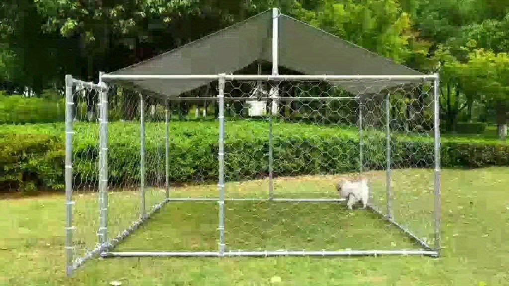 Petony Outdoor Dog Enclosure Heavy Duty Dog Kennel House Mesh Dog Big Cage Pet Kennel Steel Fence with Secure Lock