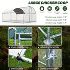 SNDM Chicken Coop Large Metal Chicken Run Upgrade Wire Mesh Chicken Pen with Water-Resident And Anti-Uv Cover, Duck Rabbit House Outdoor