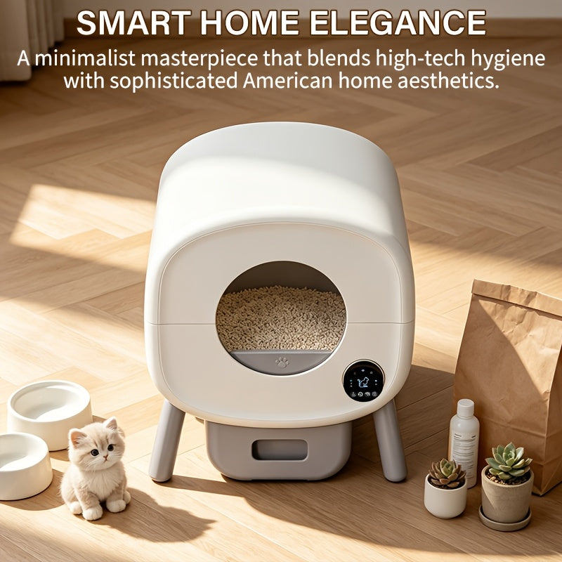 ECORUI Automatic Cat Litter Box, Self Cleaning Litter Box Large Capacity for Multiple Cats, App Control with Safety Sensors, Removable Washable Liner, 2 Rolls Garbage Bags, Grey, Refurbished, Without Battery