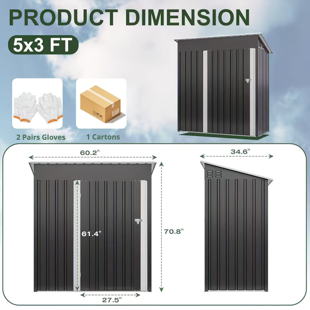 Metal Storage Shed, Large Outdoor Shed With Updated Frame Structure, Garden Tool Sheds For Backyard Patio Lawn, Grey