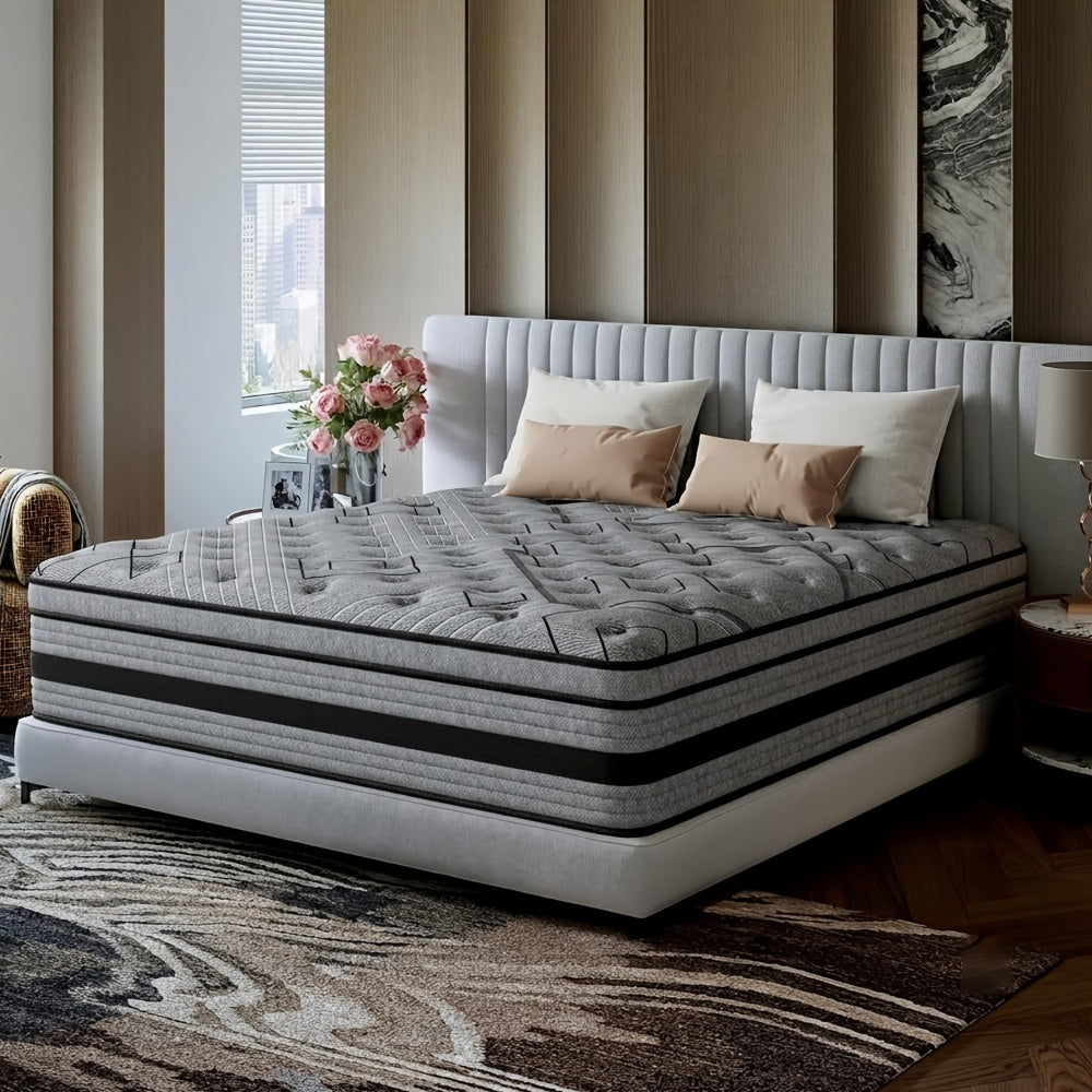 12"/14" Gel Memory Foam Hybrid Pocket Spring Twin Full Queen King Size Bed Mattress In A Box, Medium Firm Premium High Quality Innerspring Hybrid And Cooling Gel Memory Foam Mattress And Motion Isolation Fiberglass-free.8Inch Twin Size