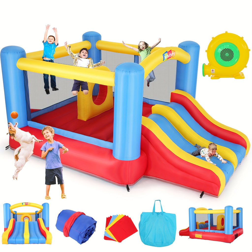 Large Inflatable Bounce House for Kids 3-10, Inflatable Bouncer with Blower, 12.6 X 9ft Big Blow Up Jumping Castle with Double Slide Obstacle, Family Indoor Outdoor Backyard Bouncy Castle Jump 'n Slide for Kids Boys Girls Birthday Party Christmas