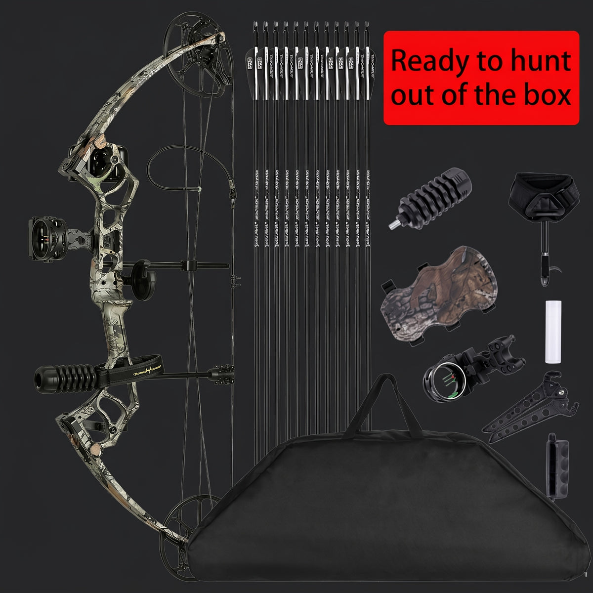 PANDARUS Archery Compound Bow And Archery Sets - Right Hand Archery Compound Bows 10-60Lbs Draw Weight Adjustable for Adults And Beginners, 25"-31" Draw Length, Up to IBO 320 Fps, Archery Hunting Bow Set