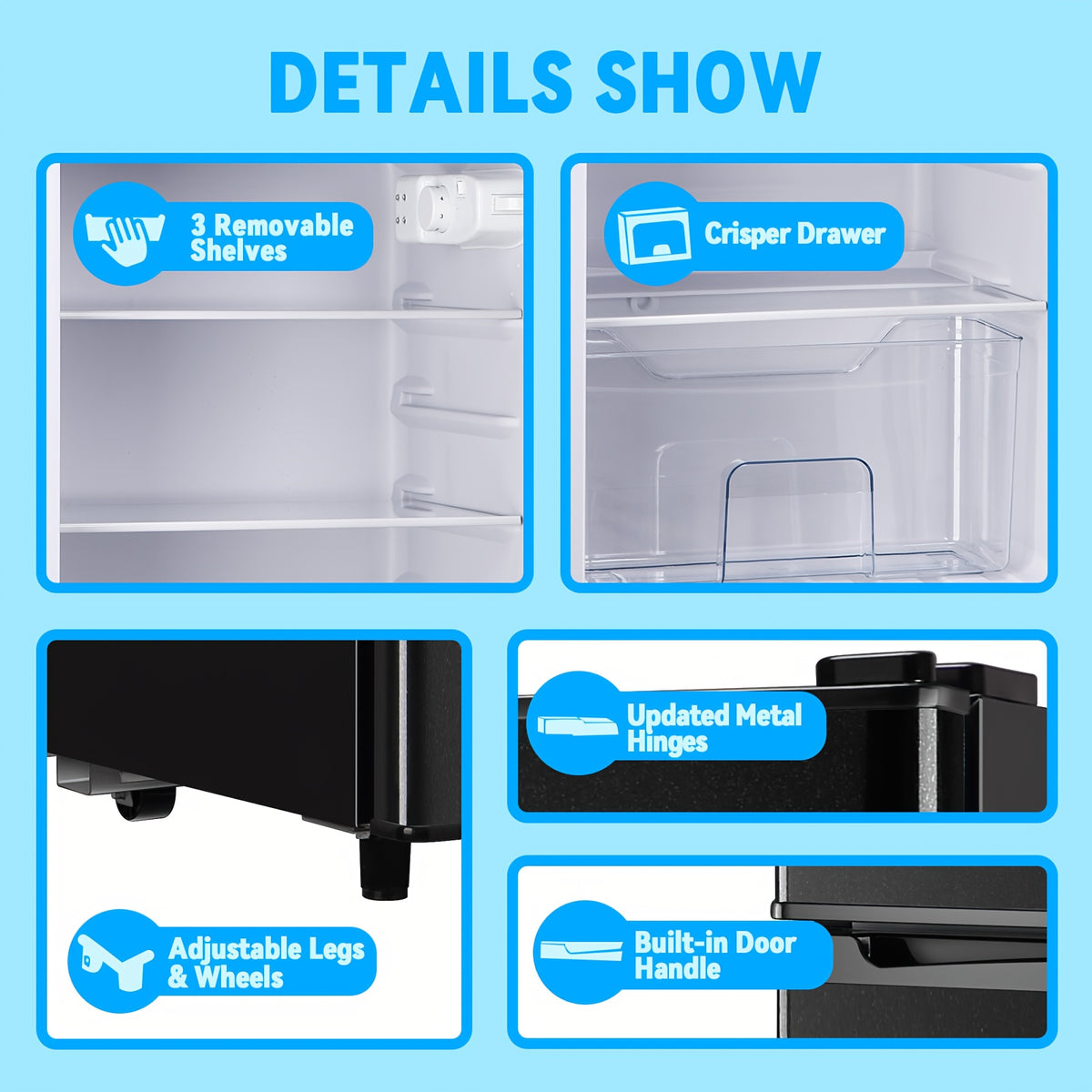 2.4/5.0 CU.FT. Refrigerator With Freezer, Large Double Door Fridge, Adjustable Thermostat, Perfer For Home Apartment Office Dorm