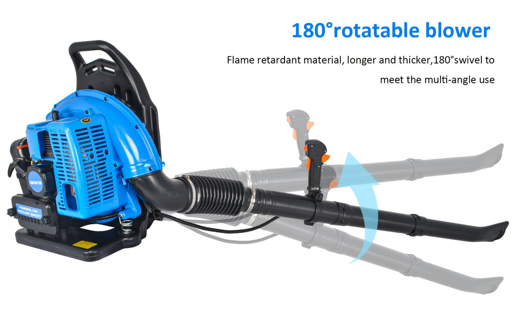 72CC Gas Leaf Blower, 3.6HP 2 Stroke Backpack Gas Blower, 665CFM High-Velocity Airflow, Grass Lawn Blower Air Cooling Gasoline Backpack Grass Blower, Snow Blower for Efficient Lawn & Debris Clearing