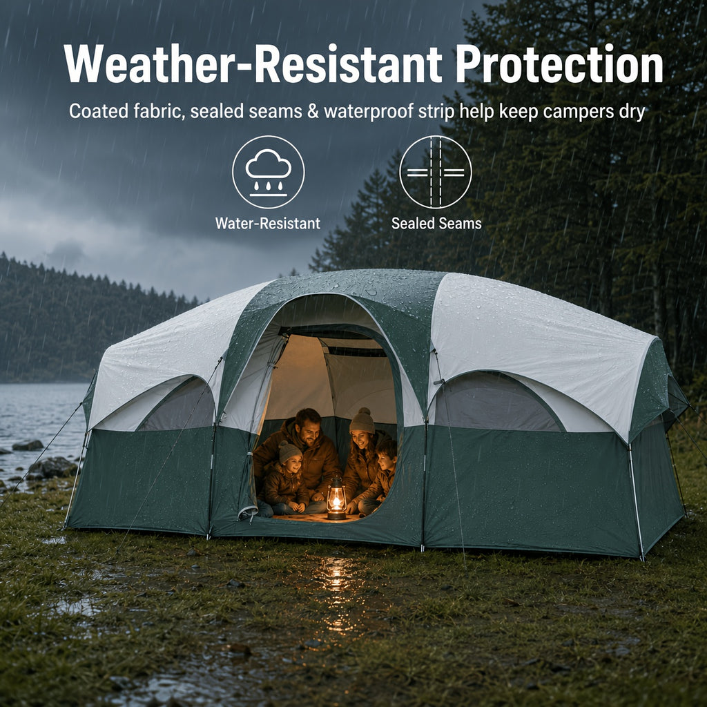 8-Person Family Camping Tent with Removable Two-Room Divider for Quick Outdoor Setup and Open Views