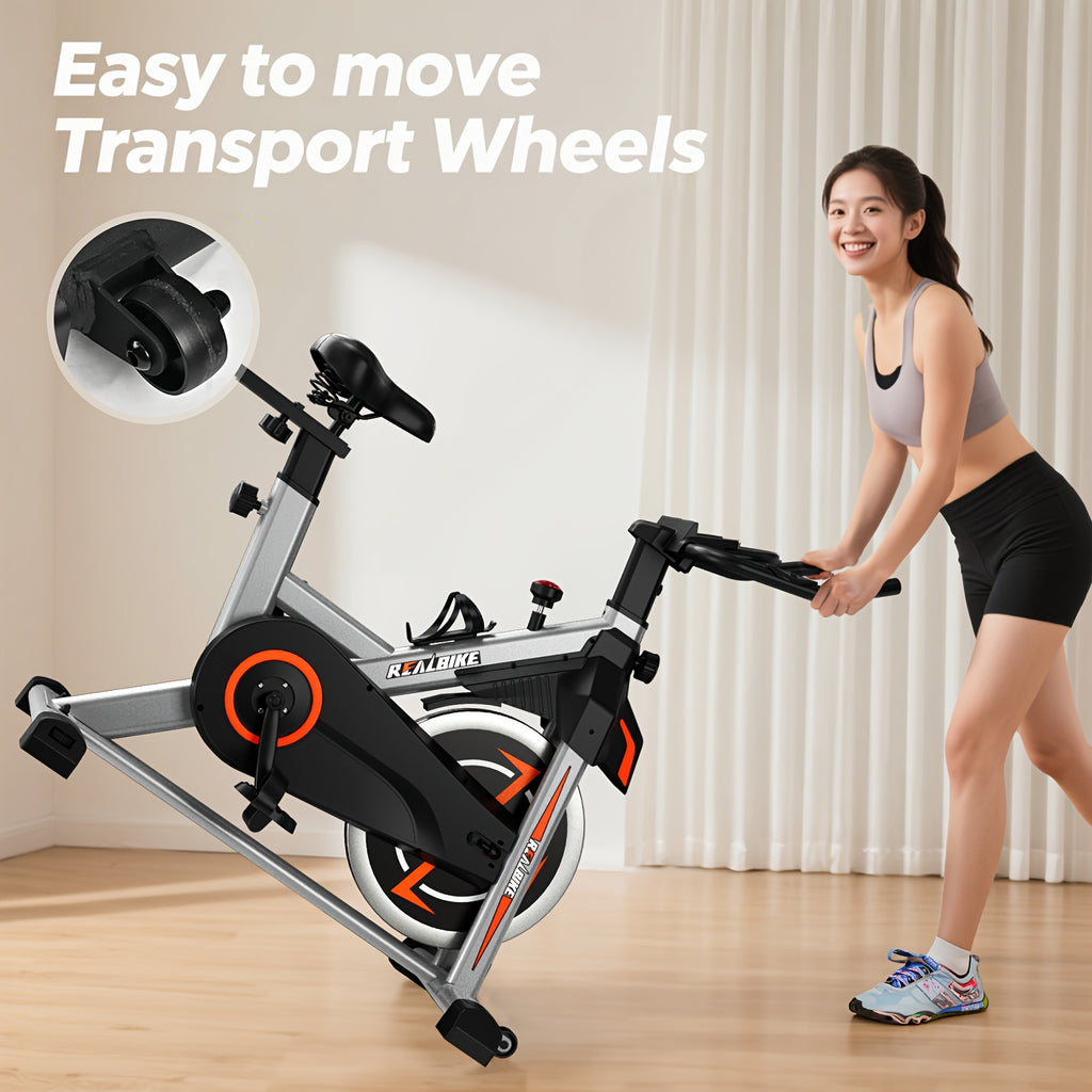 Silent Home Exercise Bike, 330 Lbs Weight Capacity, Indoor Fitness Bicycle with Tablet Holder and Display, Adjustable Resistance Cardio Trainer, Home Fitness Equipment