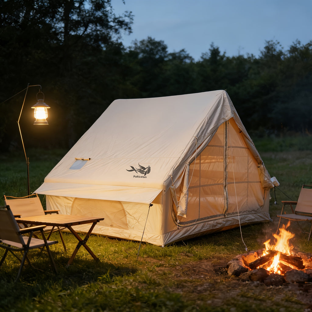 Pakicetus 2-4-6-8 Person Summer Camping Inflatable Tent, Quick Air Circulation with Breathable Mesh Design, Weather-Resistant Oxford Cloth Material Four-Season Camping Cabin, Spacious Full Mesh Windows and Door, Easy Setup with Manual Pump