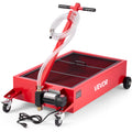 VEVOR Low Profile Oil Drain Pan, 17 Gallon / 20 Gallon Capacity, Rolling Oil Drain Pan with Electric Pump, 7.2 ft Hose & T Folding Handle, Leak-proof & Corrosion-resistant, Fit for Cars, SUVs, Trucks, ATVs, White