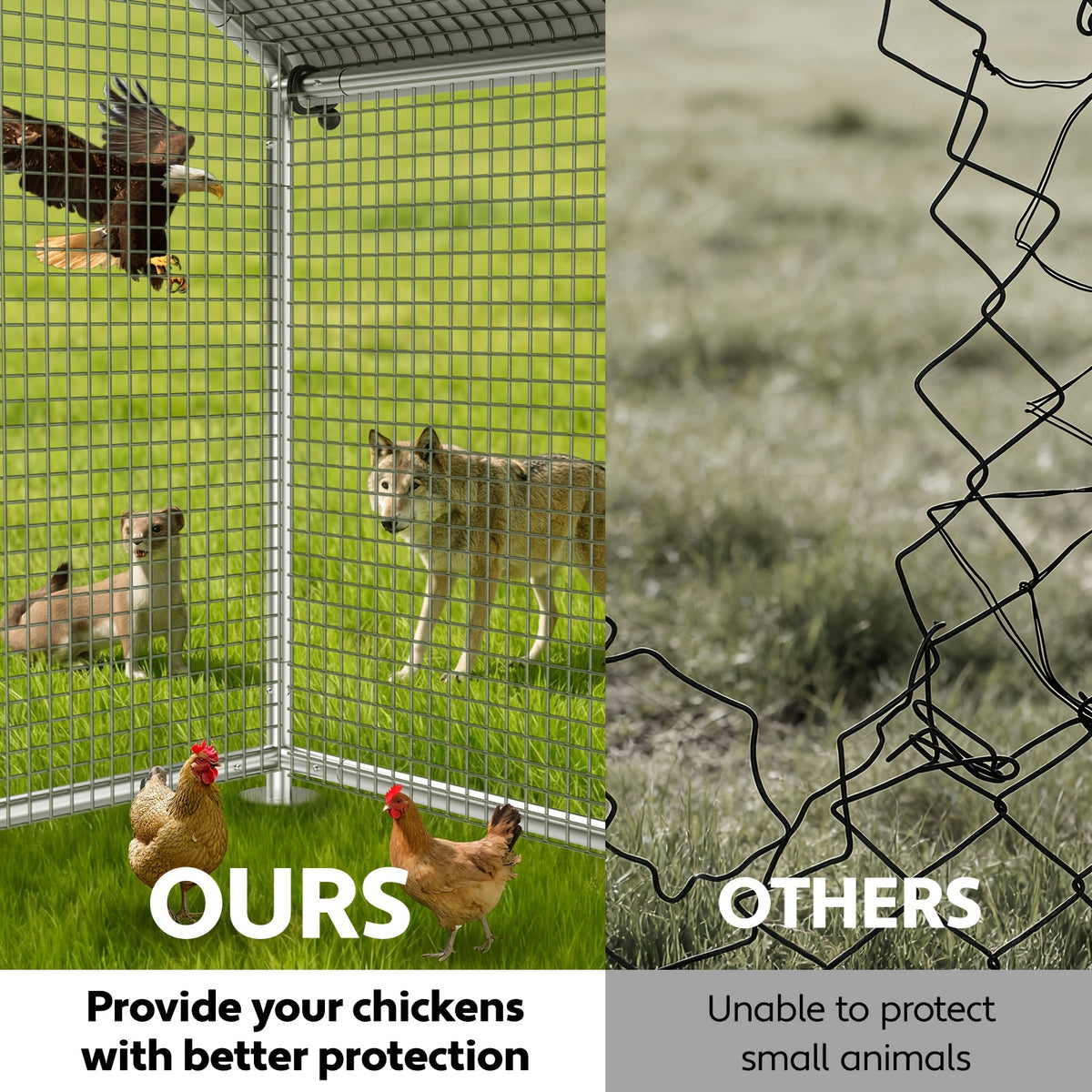 Walk-In Metal Chicken Coop | Outdoor Activity Enclosure With Uv-Resistant Canopy, Predator-Proof Hexagonal Mesh, And 5-Tier Extra-Large Roosting Bars | Ideal For Backyard Housing Of Chickens, Ducks, Geese, And Small Fowl