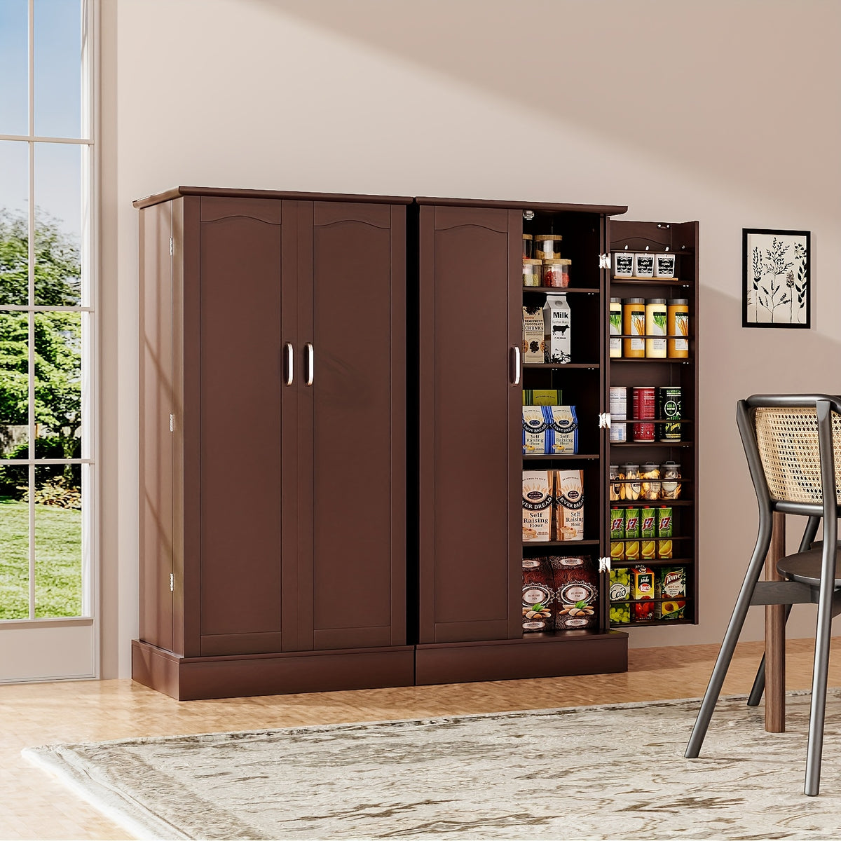 47" Freestanding Storage Cabinet with Adjustable Shelves, Multi-Sport Ball Storage with Large Drawer, Versatile Modern Cabinet for Dining Room, Bathroom, Living Room, Laundry, Sports Equipment Organizer, Basketball, Golf Balls Storage Box